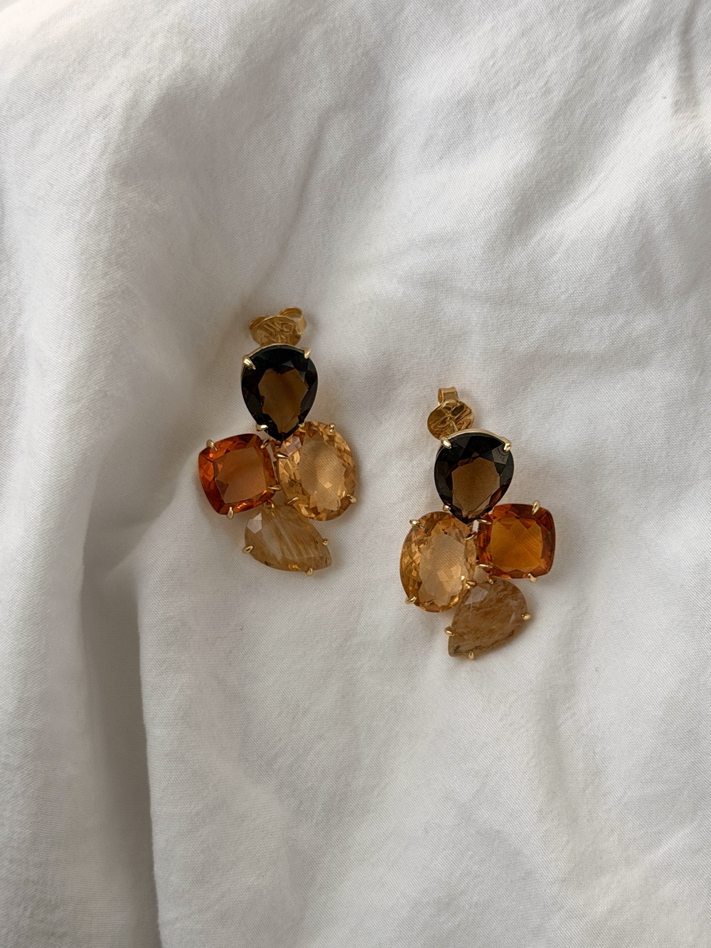 Eve 4 Stones Reconstituted Stones 18k Gold Plated Earrings